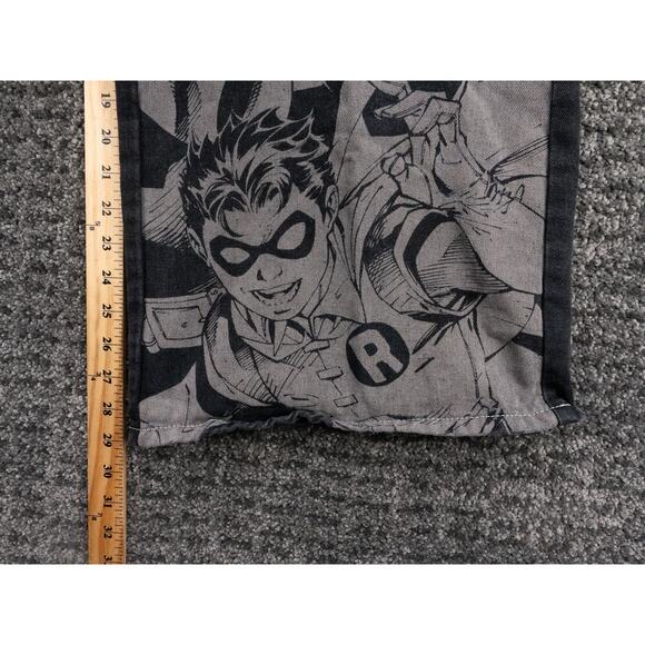 Batman and Robin Jeans Womens 4 Small Black Wide Leg Suspenders Graphic Print - Picture 13 of 16